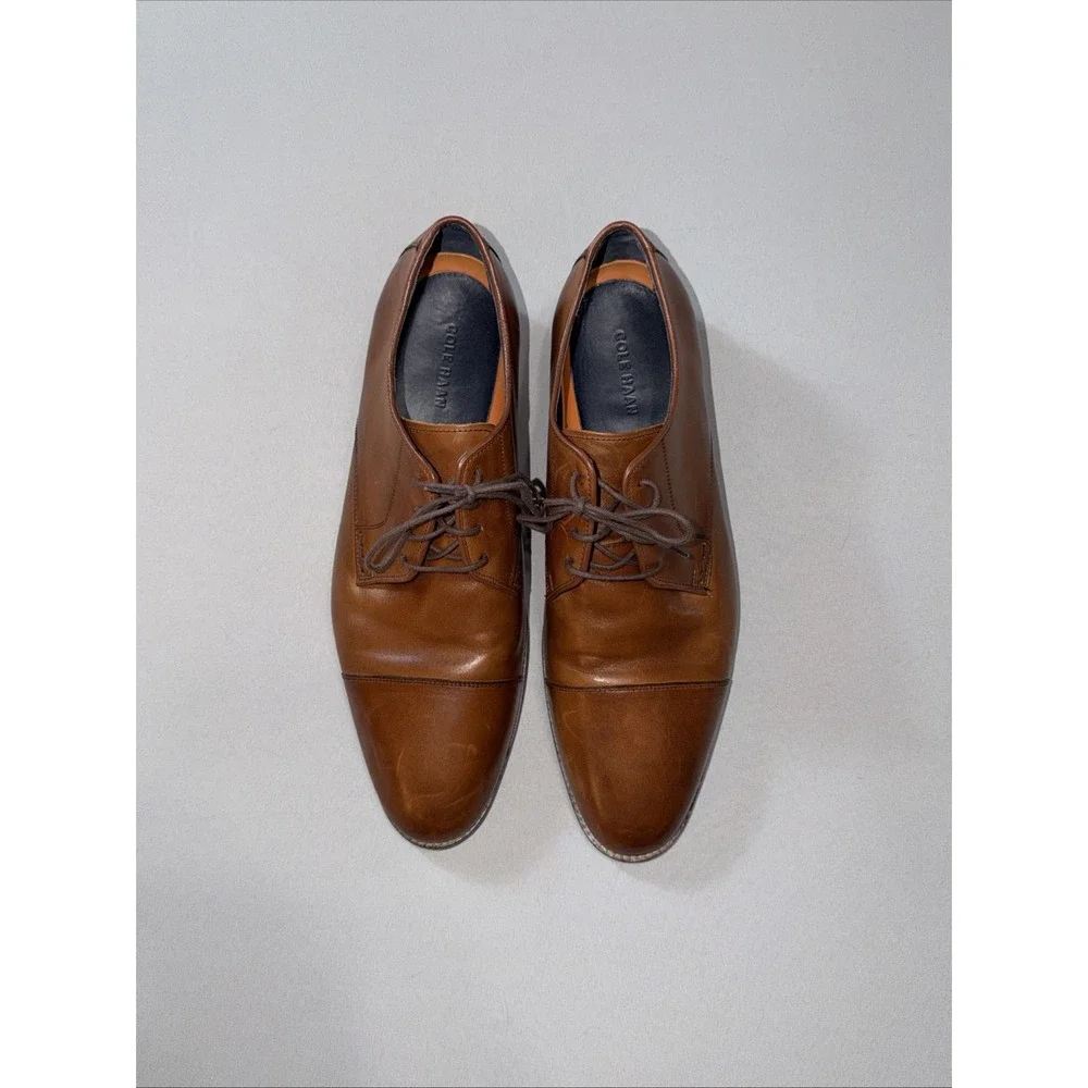 Cole Haan Lenox Hill Cap Toe Leather Brown Oxfords Size 14 Wide British Tan
